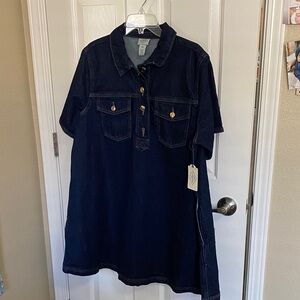 St. John's Bay Navy Blue Short-Sleeve Polo Shift Dress
